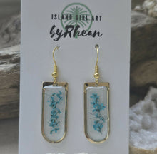 Load image into Gallery viewer, Island Girl Art - Pressed Flower Earrings - Blue Blooms
