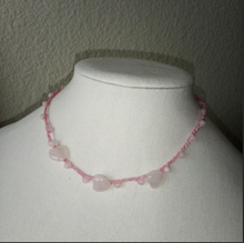 Load image into Gallery viewer, Rose Quartz Heart Choker Too