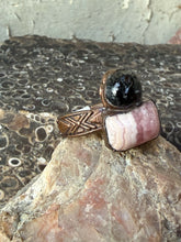 Load image into Gallery viewer, Stone Goblin Studios - Rhodonite and Obsidian Ring