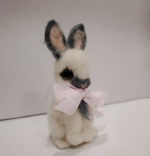 Load image into Gallery viewer, nestneedlesandknots - Felted Bunny - Pink ribbon