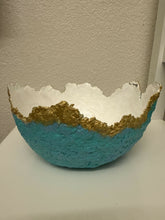 Load image into Gallery viewer, Paper Zen Designs - Blue Gold Trimmed Paper Pulp Bowl, Home Decor, Paper Zen Designs, Atrium 916 - Sacramento.Shop