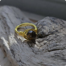 Load image into Gallery viewer, Island Girl Art - Wire Wrapped Ring- Silver Tiger's Eye, Jewelry, Island Girl Art by Rhean, Atrium 916 - Sacramento.Shop