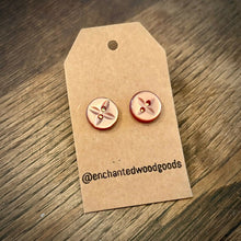 Load image into Gallery viewer, Enchanted Wood Goods - Vintage Button Earrings 7/16", Jewelry, Enchanted Wood Goods, Atrium 916 - Sacramento.Shop