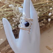 Load image into Gallery viewer, Island Girl Art - Wire Wrapped Ring - Silver Lapis, Jewelry, Island Girl Art by Rhean, Atrium 916 - Sacramento.Shop