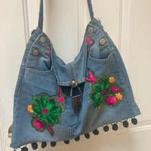 Load image into Gallery viewer, Maggie Devos - Large Boho bag/tote - Green & Pink Flower Power, Fashion, Maggie Devos, Atrium 916 - Sacramento.Shop