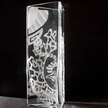 Load image into Gallery viewer, Peace Core Glass Art - Abstract Deco sandblast-etched glass vase, Home Decor, Peace Core Glass Art, Atrium 916 - Sacramento.Shop