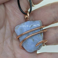 Load image into Gallery viewer, Arcane Moon - Copper Wrapped Blue Lace Agate Pendant, Jewelry, Arcane Moon, Atrium 916 - Sacramento.Shop