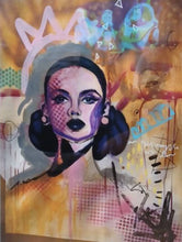 Load image into Gallery viewer, Edda Davila - Embelished print- Female with pink and purple on the face Painting 22”x30”, Wall Art, Edda Davila, Atrium 916 - Sacramento.Shop