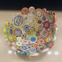 Load image into Gallery viewer, Paper Zen Designs - Mini Rolled Coiled Magazine Bowl Yellow/Blue, Home Decor, Paper Zen Designs, Atrium 916 - Sacramento.Shop