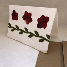 Load image into Gallery viewer, Susan Twining Creations - Red petal and green silk vine Greeting Card - 3 1/2 x 5", Stationery, Susan Twining Creations, Atrium 916 - Sacramento.Shop
