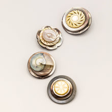 Load image into Gallery viewer, Allison S - Vintage Carved Sun Mother of Pearl Recycled Button Pendant/Brooch, Jewelry, Allison Spreadborough, Sacramento . Shop