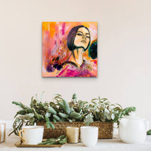Load image into Gallery viewer, Edda Davila - One universe- Female yellow green and pink portrait "12x12", Wall Art, Edda Davila, Atrium 916 - Sacramento.Shop