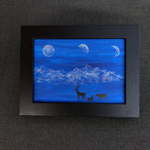 Load image into Gallery viewer, Susan Twining Creations - Greeting Card with Silver Moons and Mountains, Black Deer, Stationery, Susan Twining Creations, Sacramento . Shop