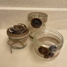 Load image into Gallery viewer, Paper Zen Designs - Glass Jar with Paper Flowers, Burlap, and Lace, Home Decor, Paper Zen Designs, Sacramento . Shop