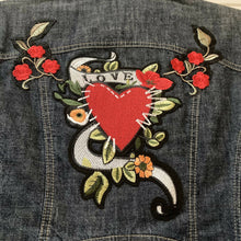 Load image into Gallery viewer, Maggie Devos - Denim jacket-heart love-Size Lg., Fashion, Maggie Devos, Atrium 916 - Sacramento.Shop