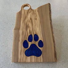 Load image into Gallery viewer, WCS Designs - Olive wood charcuterie board w/ blue paw, Kitchen & Dishware, WCS Designs, Atrium 916 - Sacramento.Shop