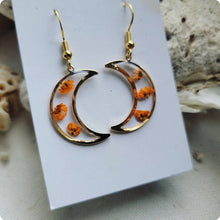 Load image into Gallery viewer, Island Girl Art - Pressed Flower Earrings - Orange Crescent, Jewelry, Island Girl Art by Rhean, Atrium 916 - Sacramento.Shop