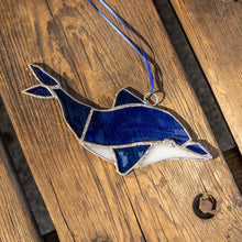 Load image into Gallery viewer, Sebridges Gallery - Dolphin Blue and White Stained Glass - Sacramento . Shop