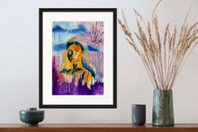 Load image into Gallery viewer, Edda Davila - Woman with orange and yellow in the face painting 22”x30”, Wall Art, Edda Davila, Sacramento . Shop