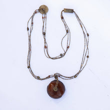 Load image into Gallery viewer, Zazzu Zazzu - African Metal Banded Large Amber Bead Necklace, Jewelry, ZAZZU ZAZZU, Sacramento . Shop