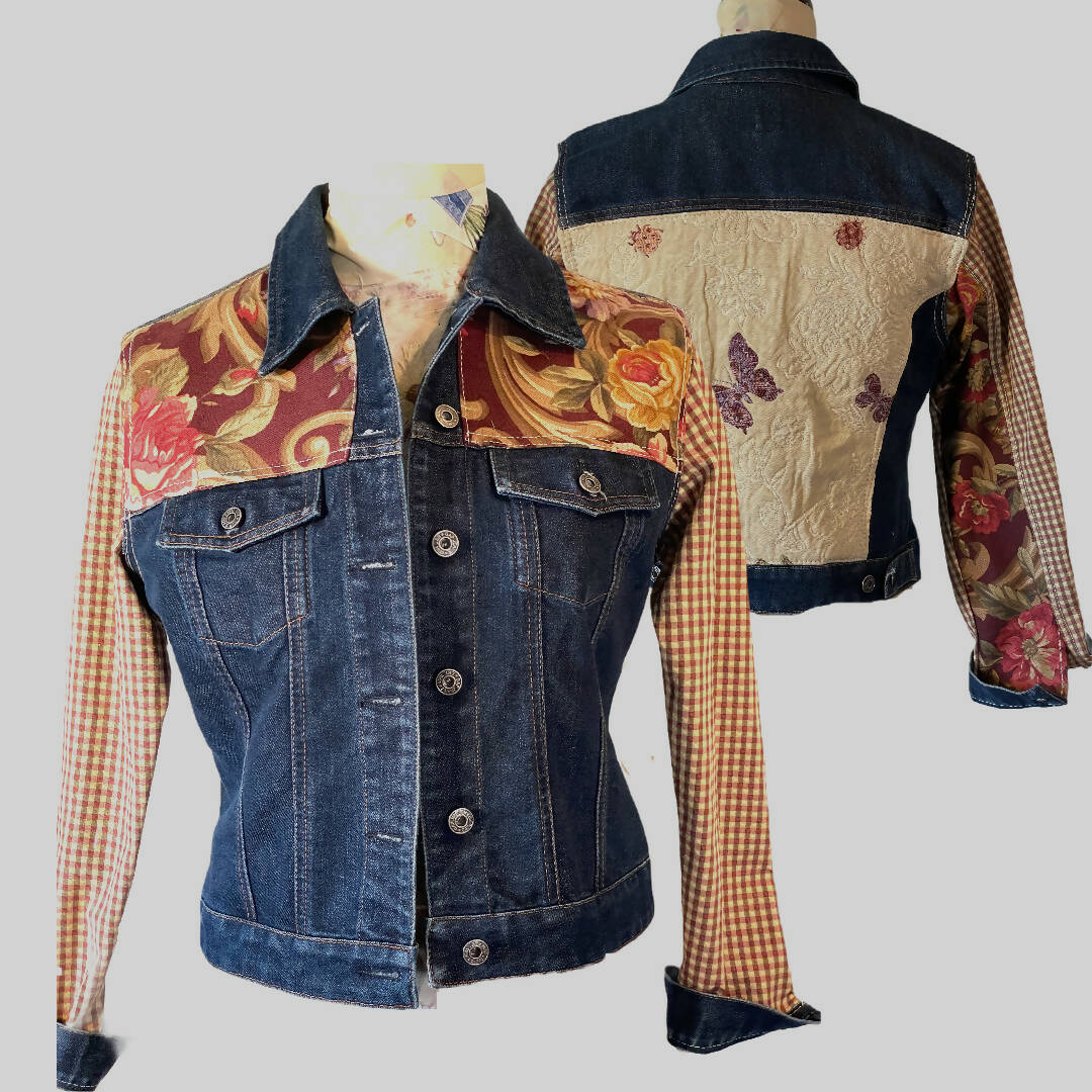 Floral Up-cycled Denim Jacket 