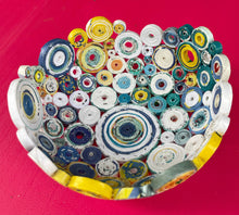 Load image into Gallery viewer, Paper Zen Designs - Mini Rolled Coiled Magazine Bowl Yellow/Blue, Home Decor, Paper Zen Designs, Atrium 916 - Sacramento.Shop