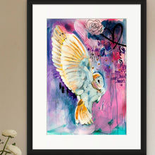 Load image into Gallery viewer, Edda Davila - Blue Night- Owl blue purple pink Painting 22”x30”, Wall Art, Edda Davila, Atrium 916 - Sacramento.Shop