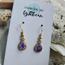 Load image into Gallery viewer, Island Girl Art - Pressed Flower Earrings - Purple Mini Bouquet, Jewelry, Island Girl Art by Rhean, Atrium 916 - Sacramento.Shop