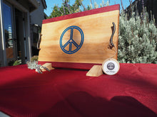 Load image into Gallery viewer, WCS Designs- Serving/Charcuterie Serving board with Peace Sign inlay, Wood Working, WCS Designs, Atrium 916 - Sacramento.Shop