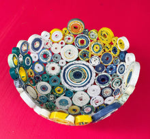 Load image into Gallery viewer, Paper Zen Designs - Mini Rolled Coiled Magazine Bowl Yellow/Blue, Home Decor, Paper Zen Designs, Atrium 916 - Sacramento.Shop