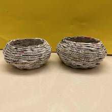 Load image into Gallery viewer, Paper Zen Designs - A Set of Two Paper Weaved Round Basket Containers, Home Decor, Paper Zen Designs, Atrium 916 - Sacramento.Shop