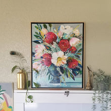 Load image into Gallery viewer, White daisies, Green leaves, Turquoise, Spring flowers, Summer flowers, Red flowers