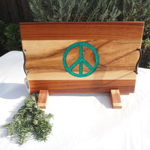 Load image into Gallery viewer, WCS Designs- Hard Maple Serving Board with Peace Sign inlay, Wood Working, WCS Designs, Atrium 916 - Sacramento.Shop