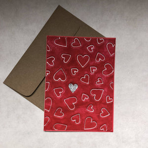 Susan Twining Creations - Handmade Greeting Card with Silver or Gold Hearts - 5x7", Stationery, Susan Twining Creations, Atrium 916 - Sacramento.Shop