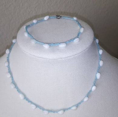 Creations By Jennie J Malloy-White Shells on turquoise Necklace/Bracelet Set, Jewelry, Creations by Jennie J Malloy, Atrium 916 - Sacramento.Shop