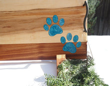Load image into Gallery viewer, WCS Designs- Serving/Charcuterie board with blue paw epoxy inlay, Wood Working, WCS Designs, Atrium 916 - Sacramento.Shop