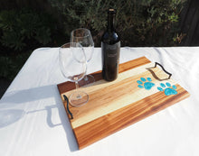 Load image into Gallery viewer, WCS Designs- Serving/Charcuterie board with blue paw epoxy inlay, Wood Working, WCS Designs, Atrium 916 - Sacramento.Shop