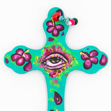 Load image into Gallery viewer, Elysiumstar Art OOAK - ‘Hibiscus’ - OOAK Pop Surreal Wall Decor Wooden Cross with Eye, Wall Art, Elysiumstar Art, Sacramento . Shop