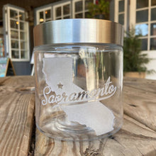 Load image into Gallery viewer, Peace Core Glass Art - Sacramento Wide Mouth Jar w/ Metal Lid, Glasswork, Peace Core Glass Art, Atrium 916 - Sacramento.Shop