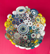 Load image into Gallery viewer, Paper Zen Designs - Mini Rolled Coiled Magazine Bowl Yellow/Blue, Home Decor, Paper Zen Designs, Atrium 916 - Sacramento.Shop