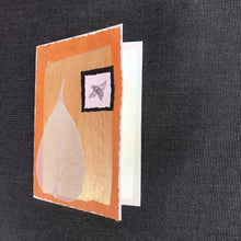 Load image into Gallery viewer, Susan Twining Creations - Handmade Greeting Card with Bodhi Leaf, Bee on Orange, Stationery, Susan Twining Creations, Sacramento . Shop