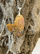 Load image into Gallery viewer, Joyce Pierce- Flame Painted Copper Hammered Heart Pendant, Jewelry, Joyce Pierce, Atrium 916 - Sacramento.Shop