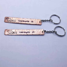 Load image into Gallery viewer, Arcane Moon - Handstamped Copper Keychain: Sacramento CA with Bears, Jewelry, Arcane Moon, Atrium 916 - Sacramento.Shop