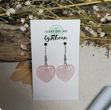 Load image into Gallery viewer, Island Girl Art - Natural Stone Earrings - Rose Quartz Heart, Jewelry, Island Girl Art by Rhean, Atrium 916 - Sacramento.Shop