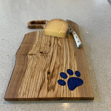 Load image into Gallery viewer, WCS Designs - Olive Wood Charcuterie Board with Blue Paw inlay, Kitchen & Dishware, WCS Designs, Atrium 916 - Sacramento.Shop