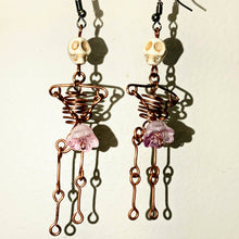Load image into Gallery viewer, Stone Turner Creations - Skeleton Earrings with flower, Jewelry, Stone Turner Creations, Atrium 916 - Sacramento.Shop