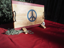Load image into Gallery viewer, WCS Designs- Serving/Charcuterie Serving board with Peace Sign inlay, Wood Working, WCS Designs, Atrium 916 - Sacramento.Shop