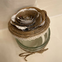 Load image into Gallery viewer, Paper Zen Designs - Glass Jar with Paper Flowers, Burlap, and Lace, Home Decor, Paper Zen Designs, Sacramento . Shop