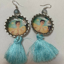 Load image into Gallery viewer, Maggie Devos-Bottlecap Frida lt. aqua fishhook earrings, Jewelry, Maggie Devos, Atrium 916 - Sacramento.Shop