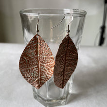 Load image into Gallery viewer, Joyce Pierce- Flame painted Copper Leaf Earring-Small, Jewelry, Joyce Pierce, Atrium 916 - Sacramento.Shop